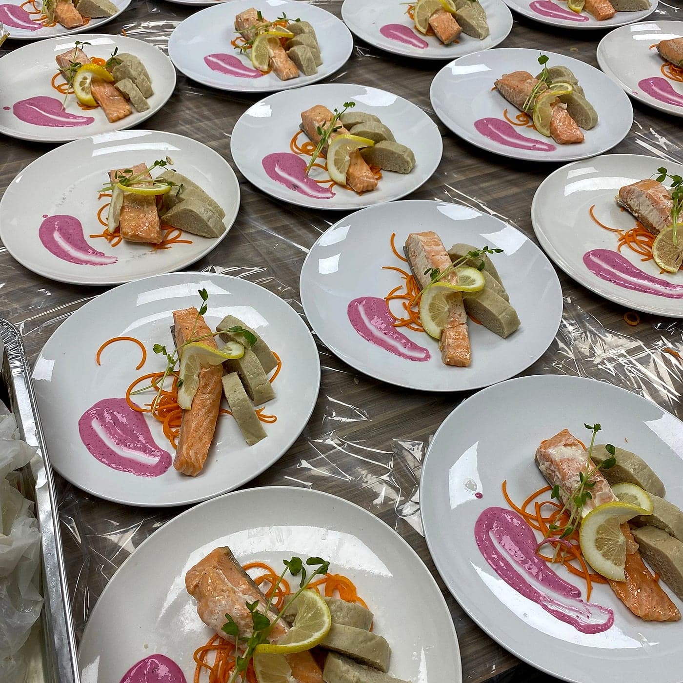 Plated courses staged for service