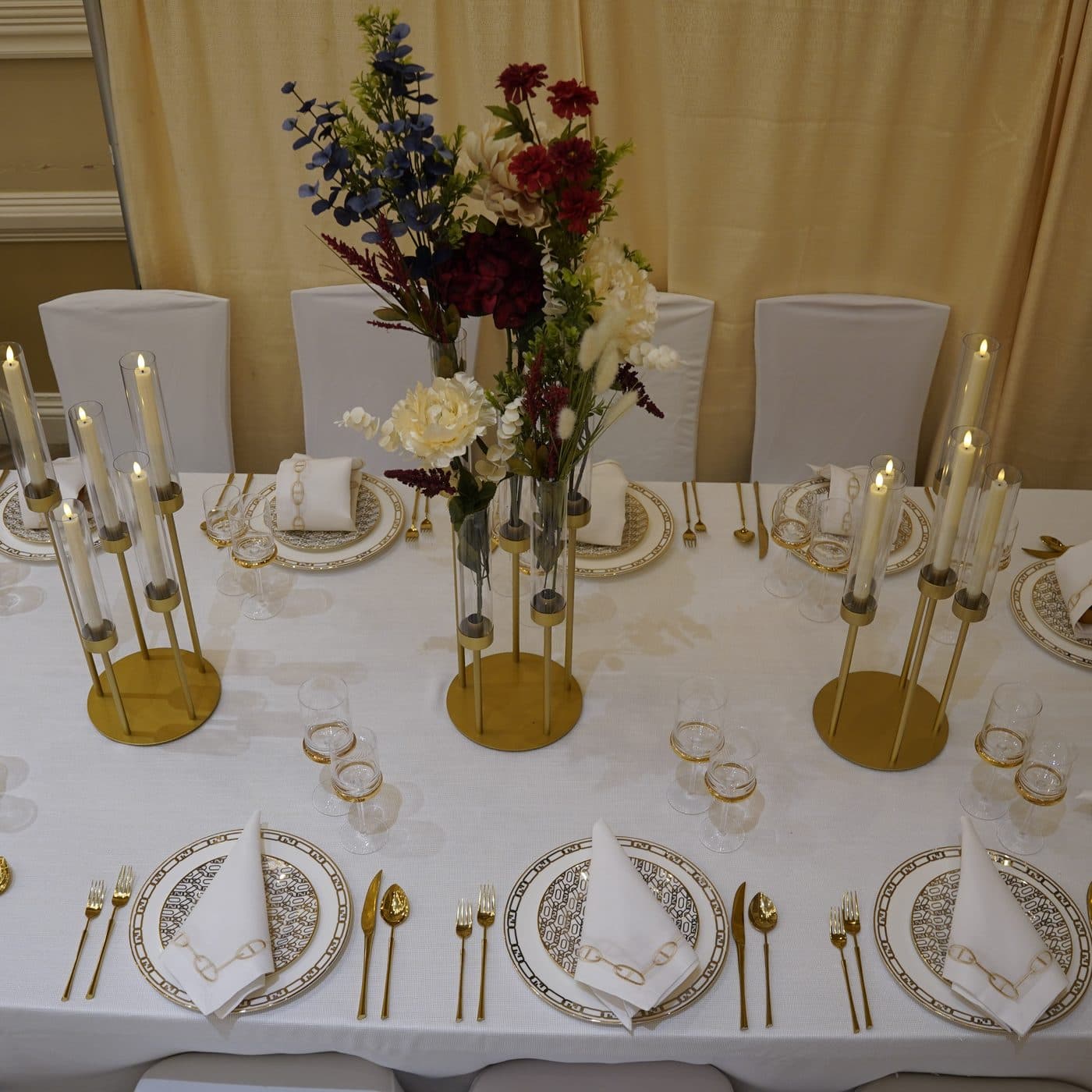 A hall dressed for a simcha