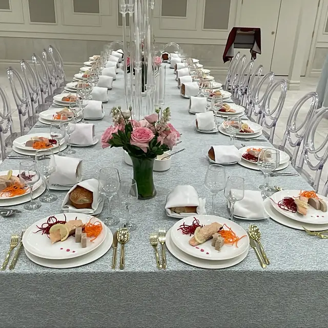 A Shabbos table set by Mashmanim