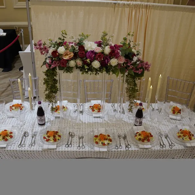 A sheva brachos table set by Mashmanim