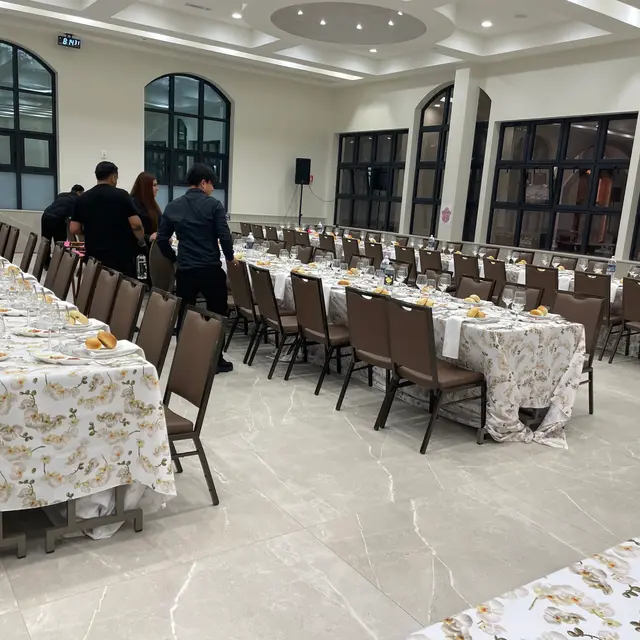 A hall set for a simcha by Mashmanim